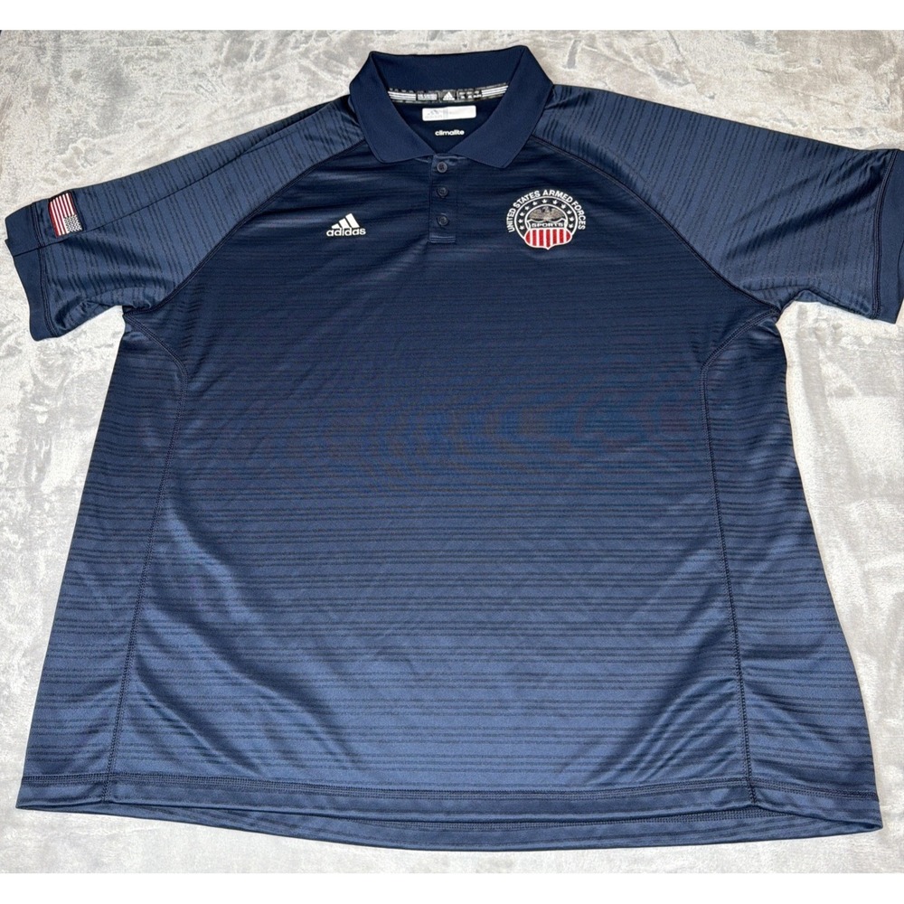 Adidas Climalite United States Armed Forces Sports Polo Shirt Men 2XL Navy